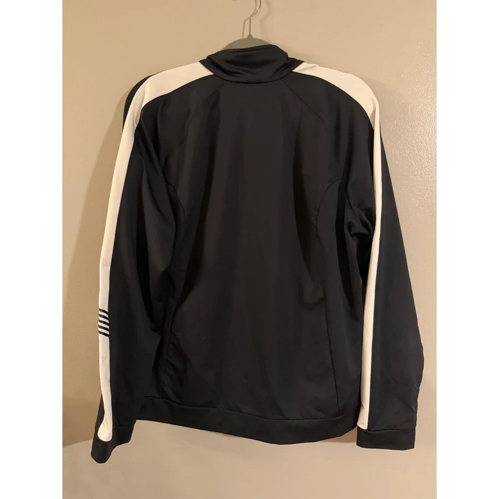 K-Swiss Mens Track Jacket Black White Full Zip Athletic Sportswear XL fits L